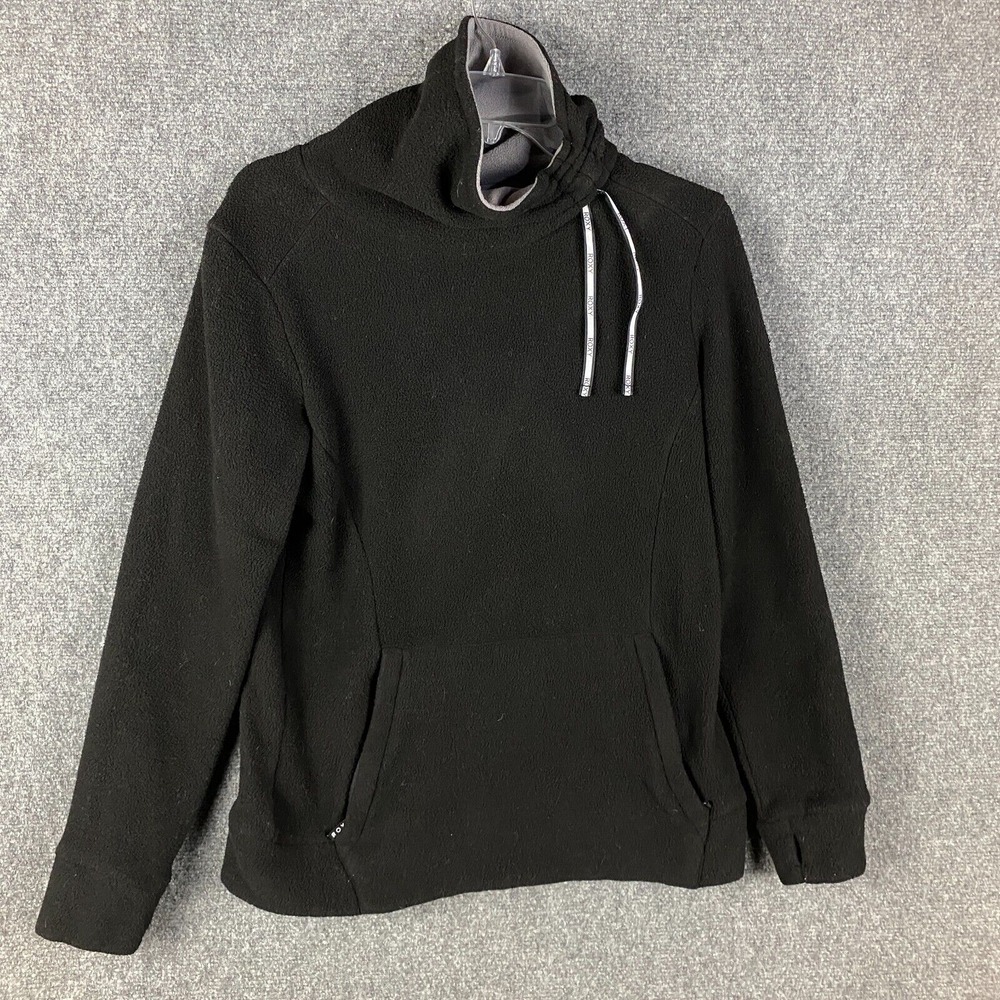 Roxy‎ Fleece Women's Large Pullover Black Drawstring Adults L